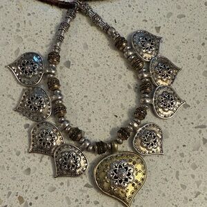 Lucky Brand Silver and Gold Heart Necklace